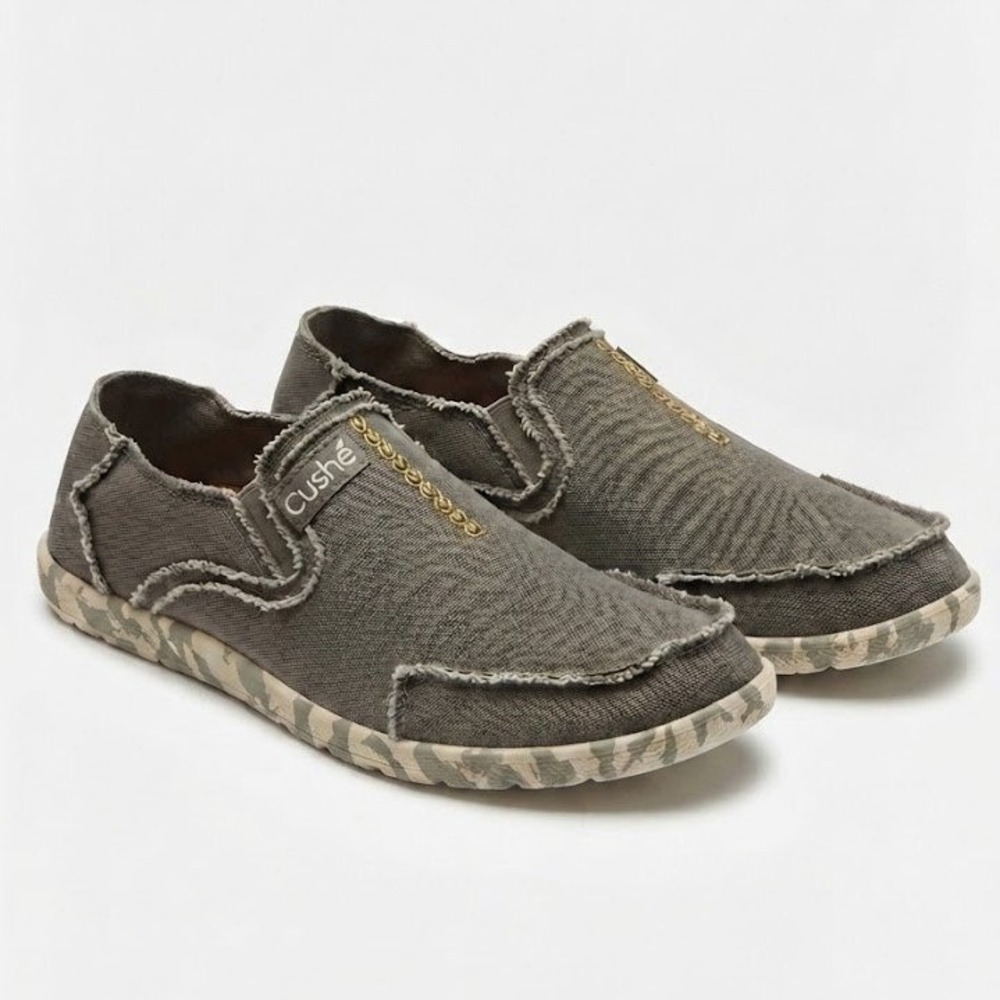 Cushe M Slipper Mens 12 Brown Gray Canvas Slip On Loafers - AC